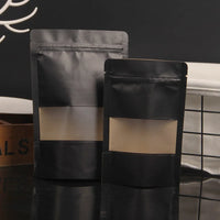 Kraft Paper Stand Up Pouches – Resealable Window Bags for Food Storage