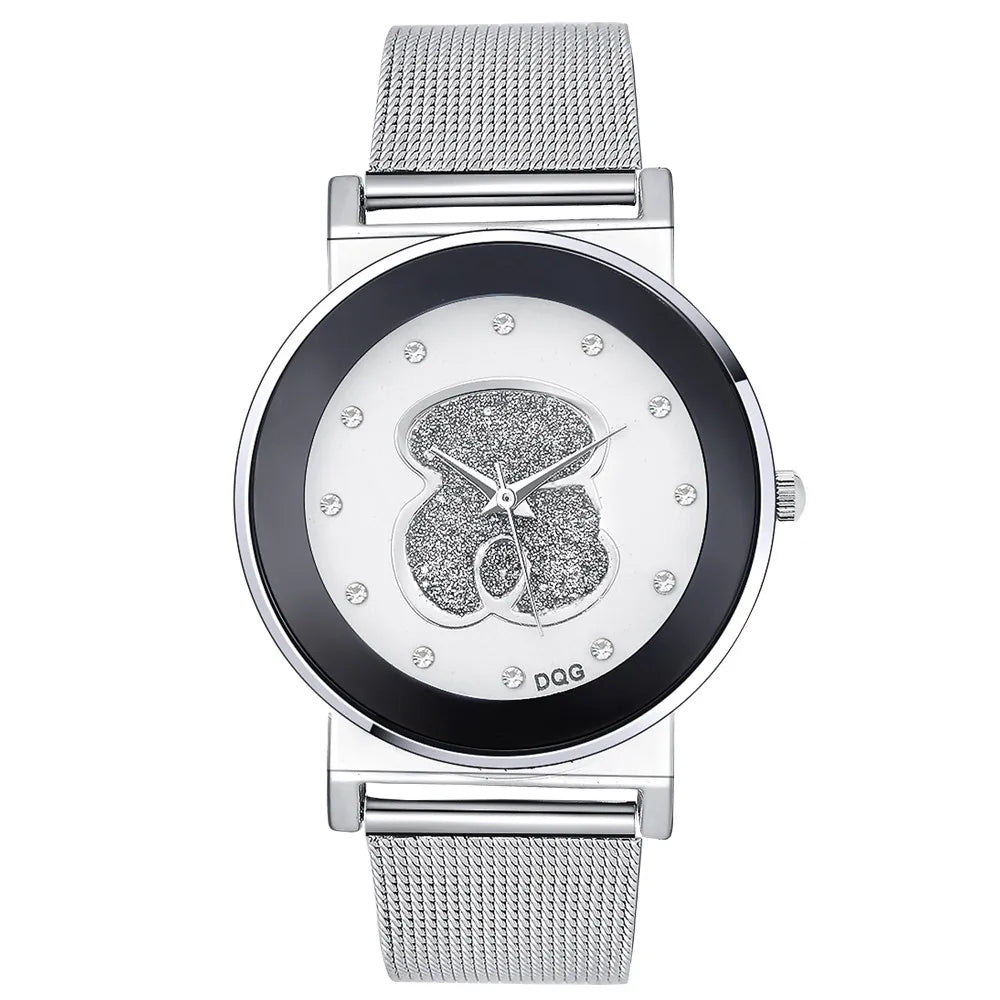 Bear Diamond Quartz Watch – Elegant Minimalist Wristwear for Women