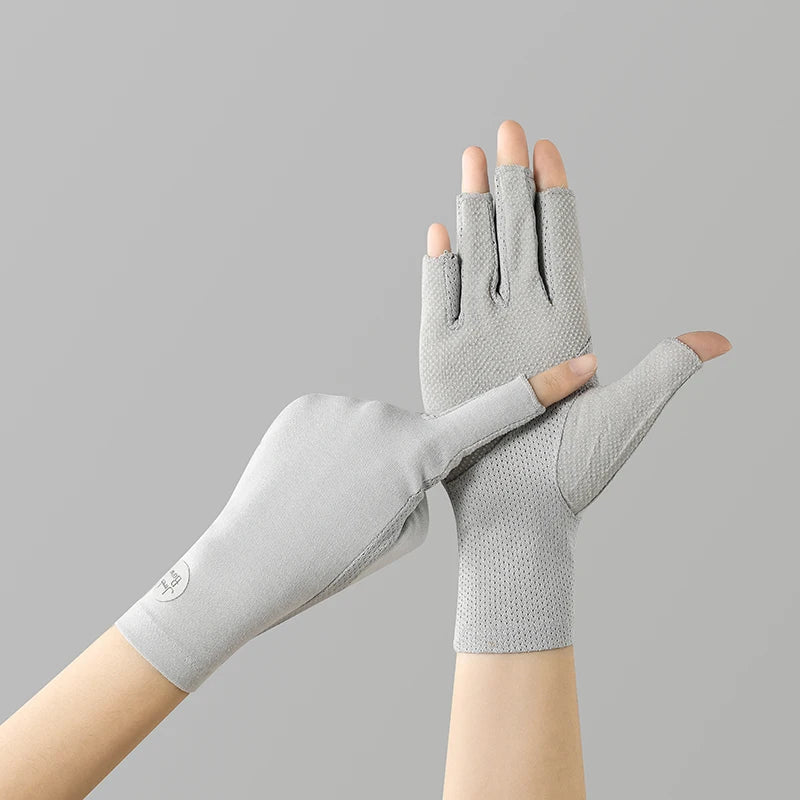 Cotton Fingerless Sunscreen Gloves – UV Protection for Driving and Outdoor