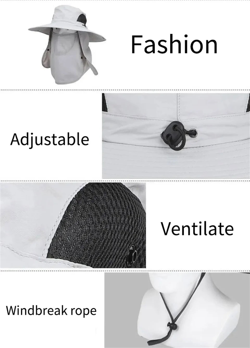 Adjustable Sun Protection Fishing Hat – Breathable Foldable Cap for Outdoor Hiking