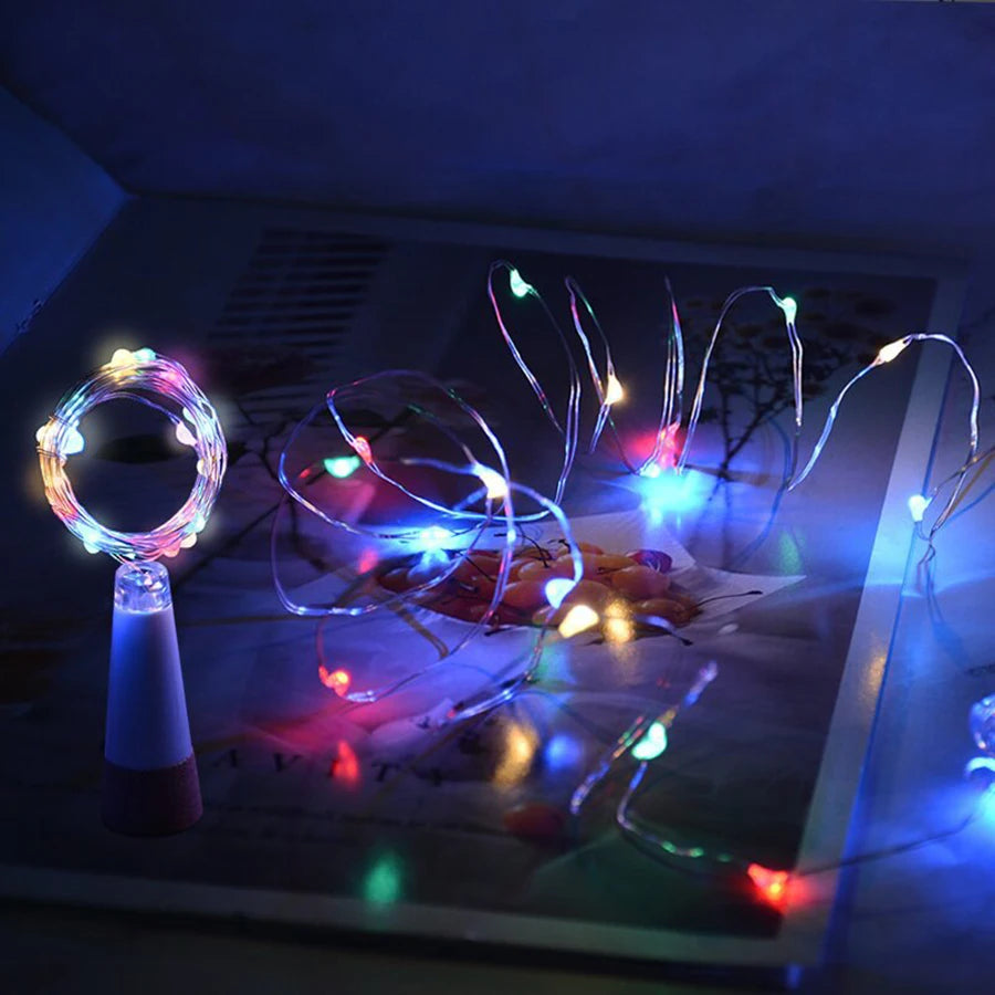 USB Rechargeable Cork Fairy Lights – 2m 20 LED String Lamp for Home Decor