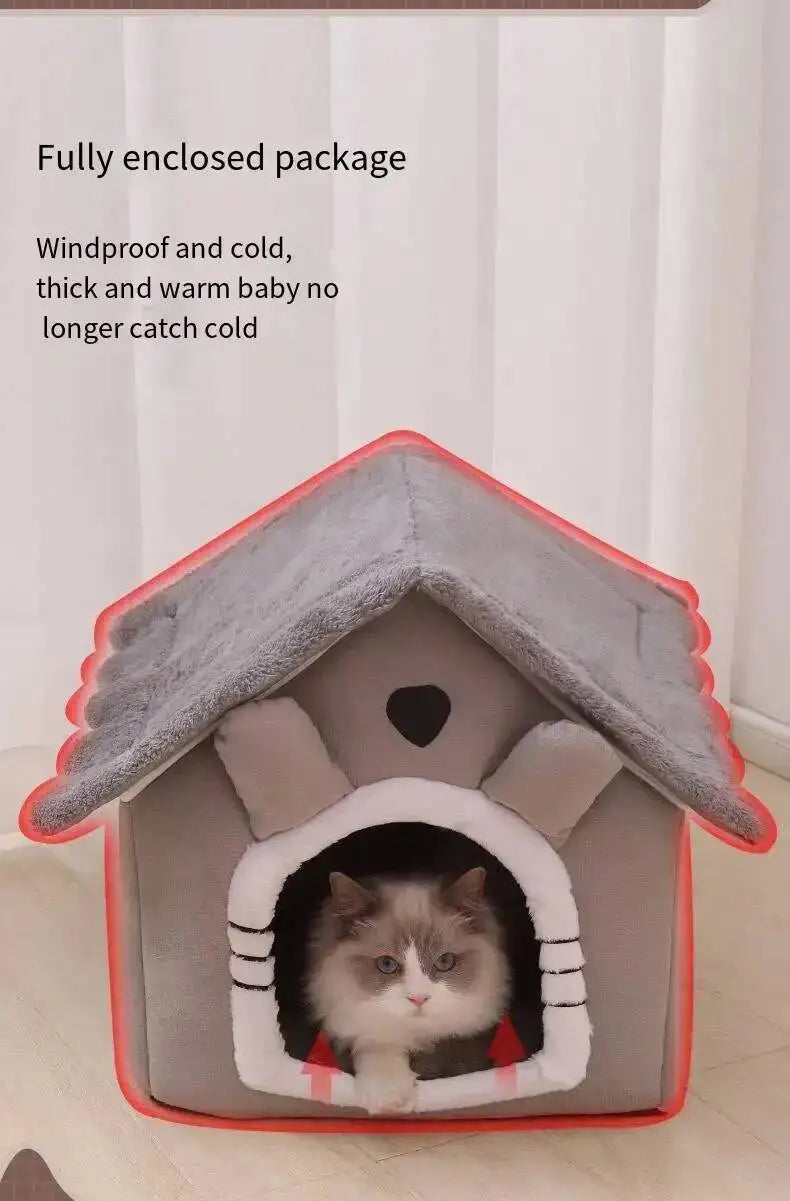 Soft Pet Bed House – Washable Enclosed Kennel for Indoor Dogs and Cats