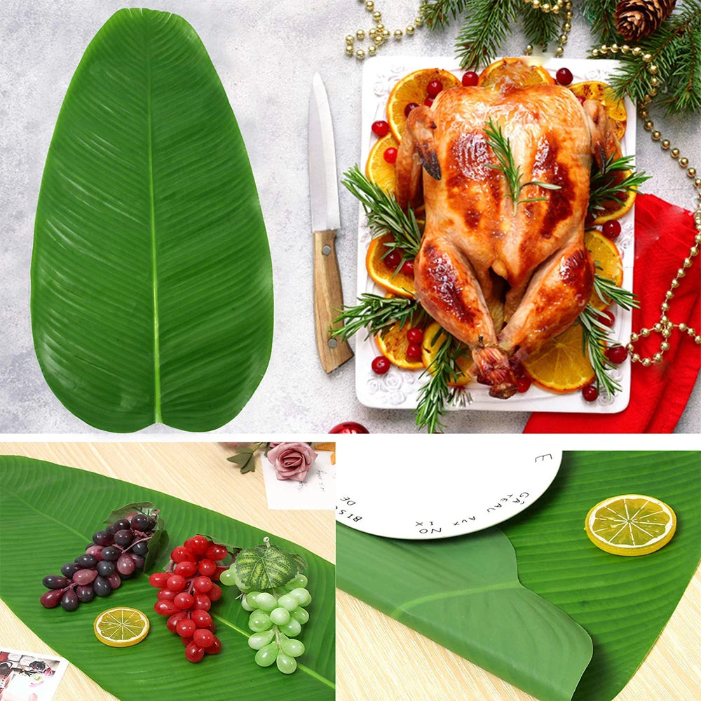 Artificial Banana Palm Leaves – Waterproof Tropical Table Decor for Luau Party