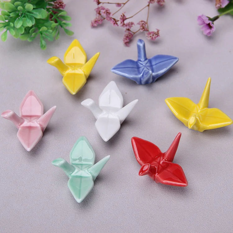 Japanese Ceramic Crane Holder – Decorative Rest for Incense or Chopsticks