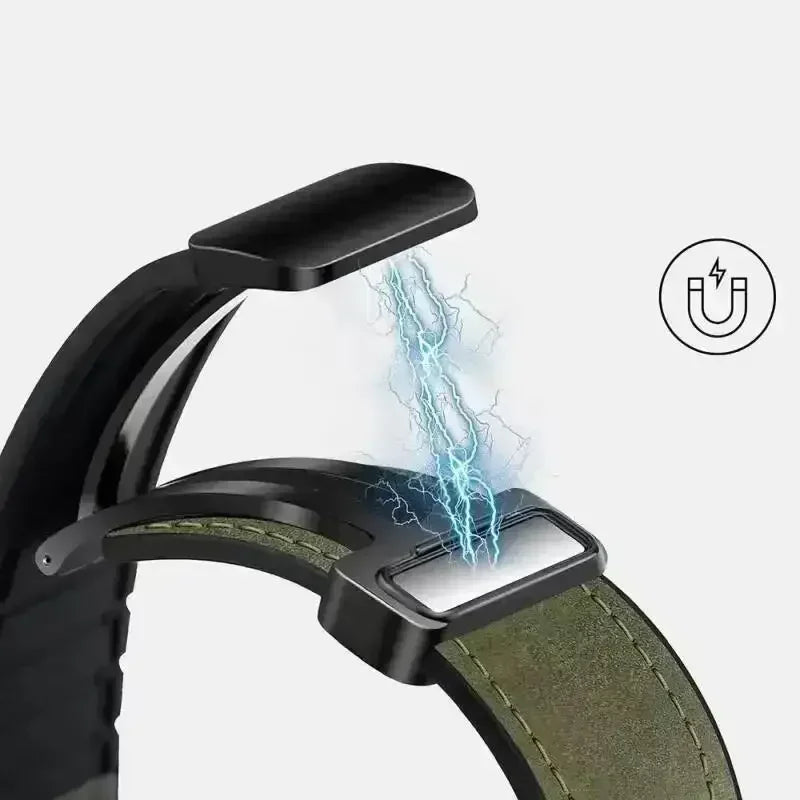 Leather Silicone Hybrid Strap – Breathable Magnetic Band for Huawei Watch Fit