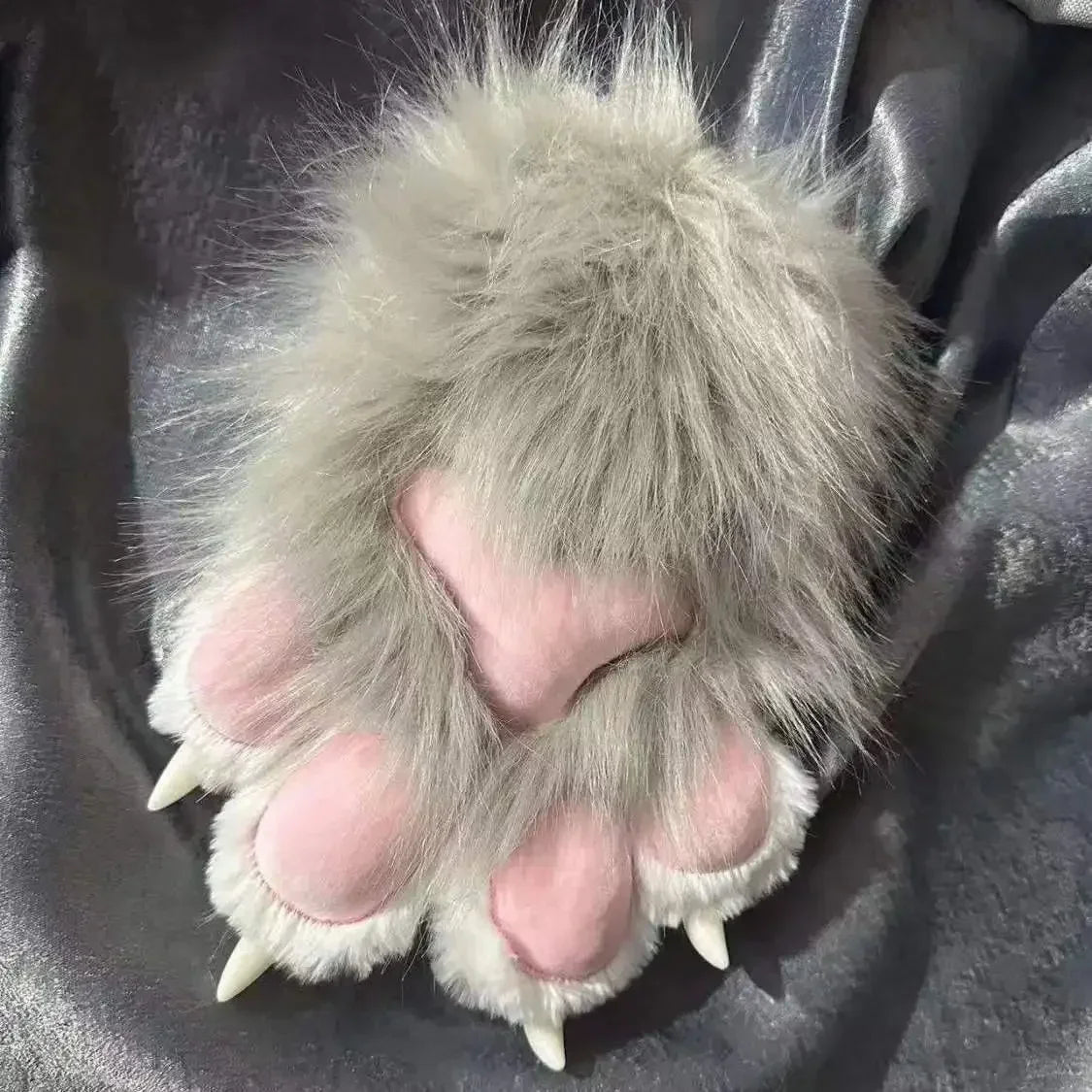 Plush Cat Paw Mittens for Furry Cosplay and Halloween Costume