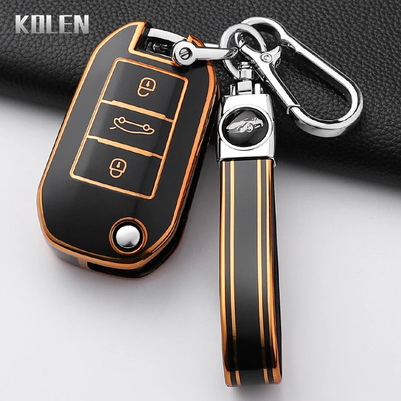 TPU Car Key Case Cover – Protective Keychain for Peugeot and Citroen Models