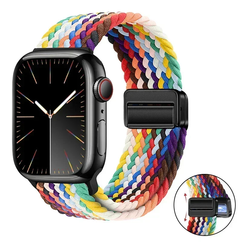Braided Nylon Loop Watch Band – Magnetic Adjustable Bracelet for Apple iWatch