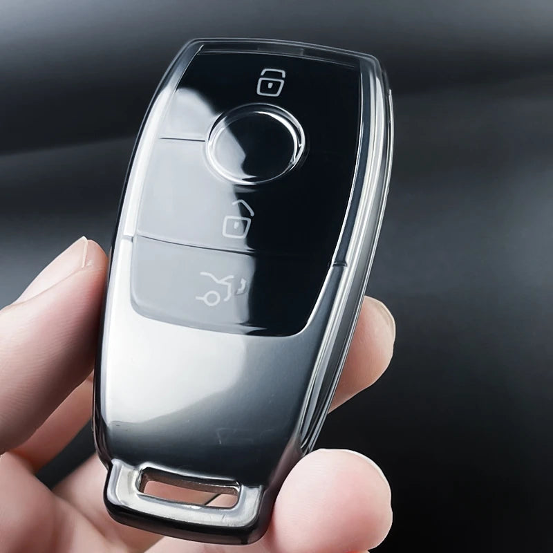 Transparent TPU Car Key Case – Protective Shell for Mercedes Benz Models