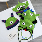 Knitted Monster Balaclava – Green Devil Hat for Halloween Cosplay Costume