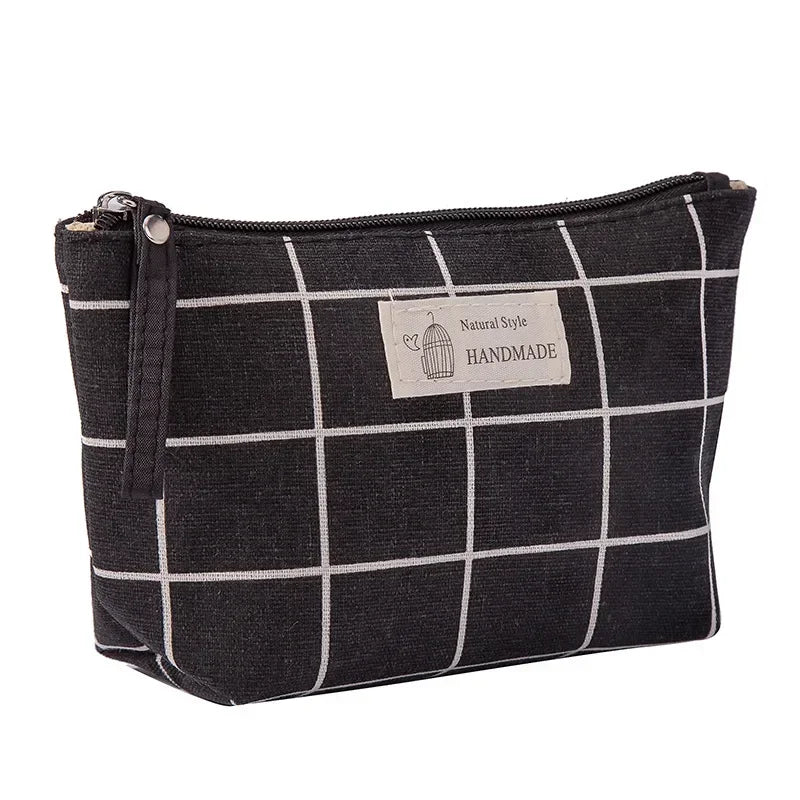 Canvas Small Cosmetic Bag – Portable Makeup Organizer for Travel