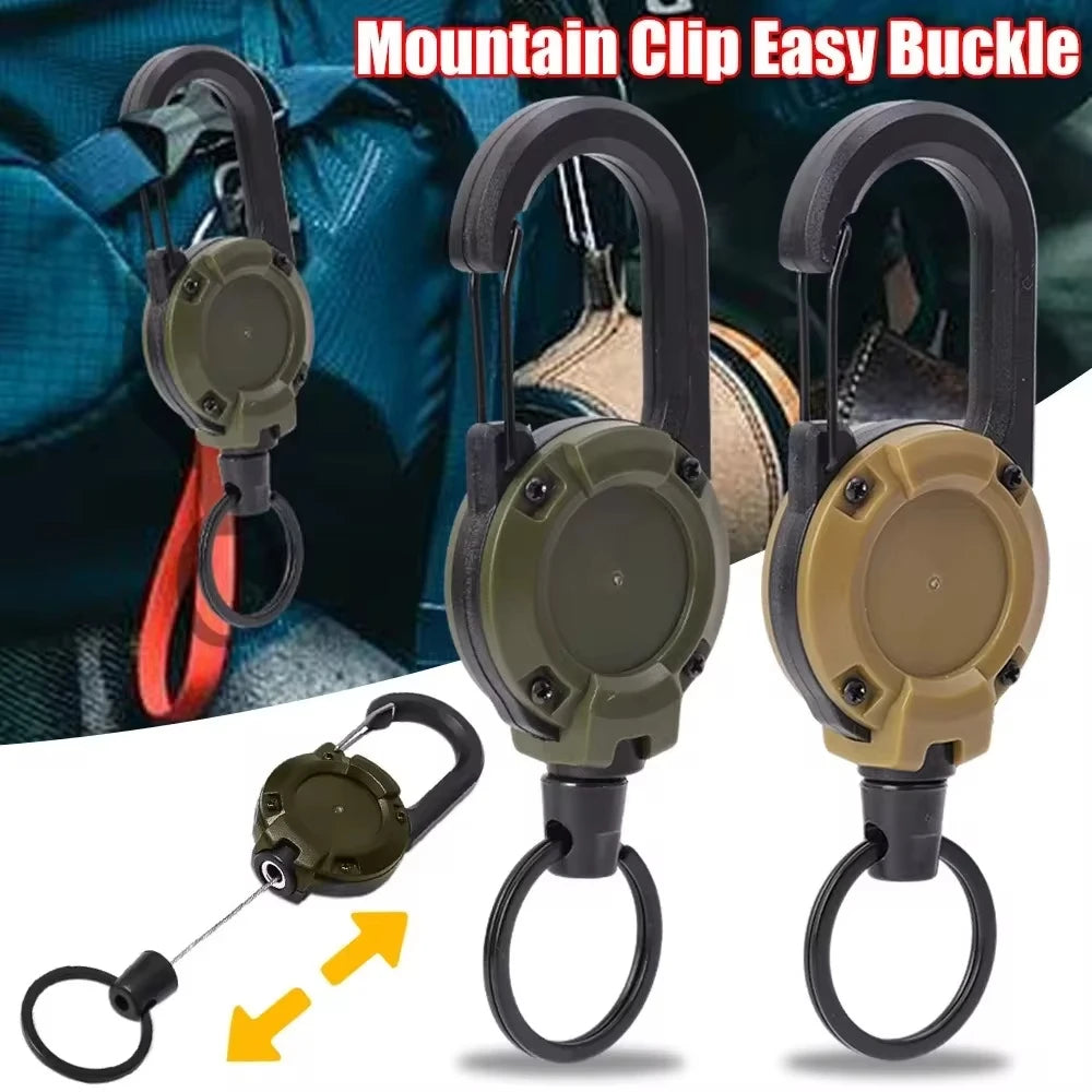 Retractable Steel Wire Carabiner – Heavy Duty Keychain for Outdoor Gear