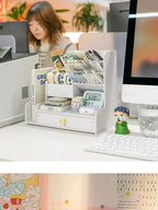 Wooden Desk Organizer – Desktop Stationery Storage for Home Office