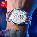 OLEVS Automatic Mechanical Watch – Skeleton Flywheel for Men's Business Wear
