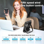 Portable USB Desk Fan – Rechargeable 5-Speed Cooling for Office and Travel