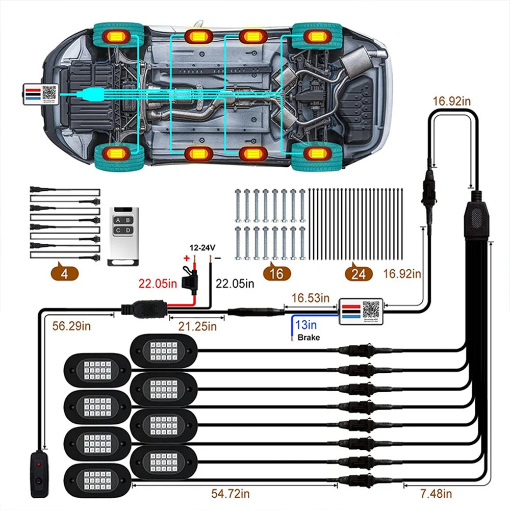 RGB LED Underglow Chassis Lights – Waterproof Exterior Decoration for Off-Road Trucks