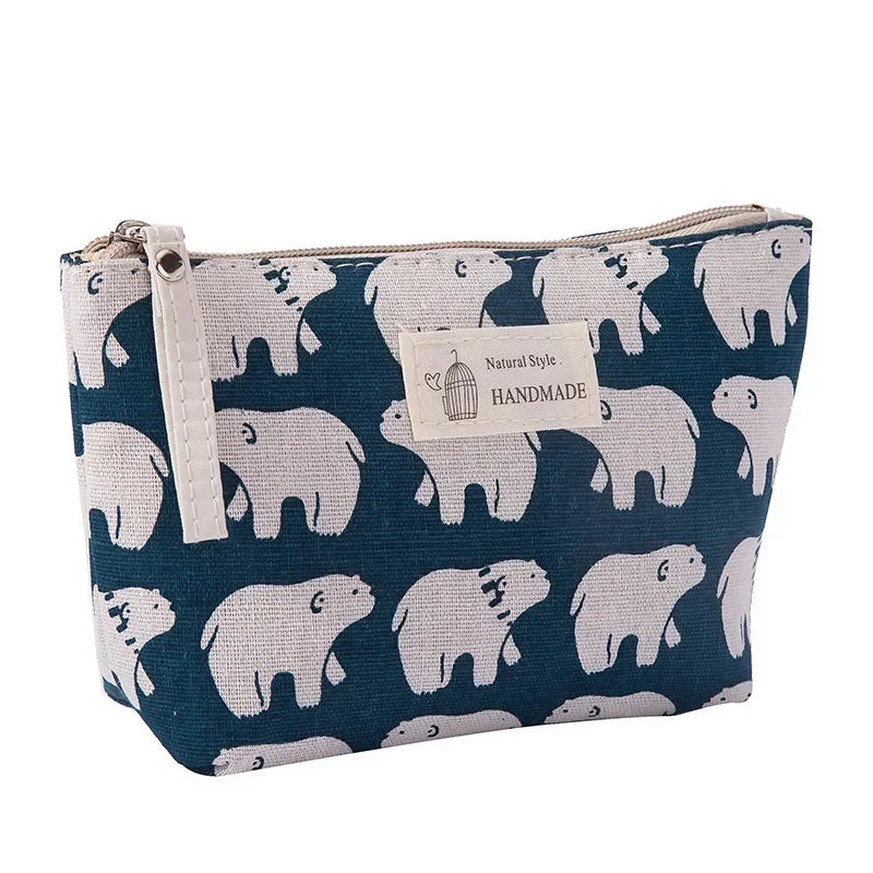 Canvas Small Cosmetic Bag – Portable Makeup Organizer for Travel