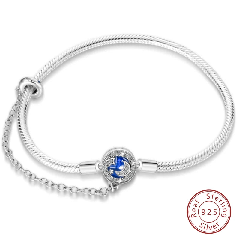 925 Sterling Silver Charm Bracelet – Adjustable Green Zircon for Birthday Gifts