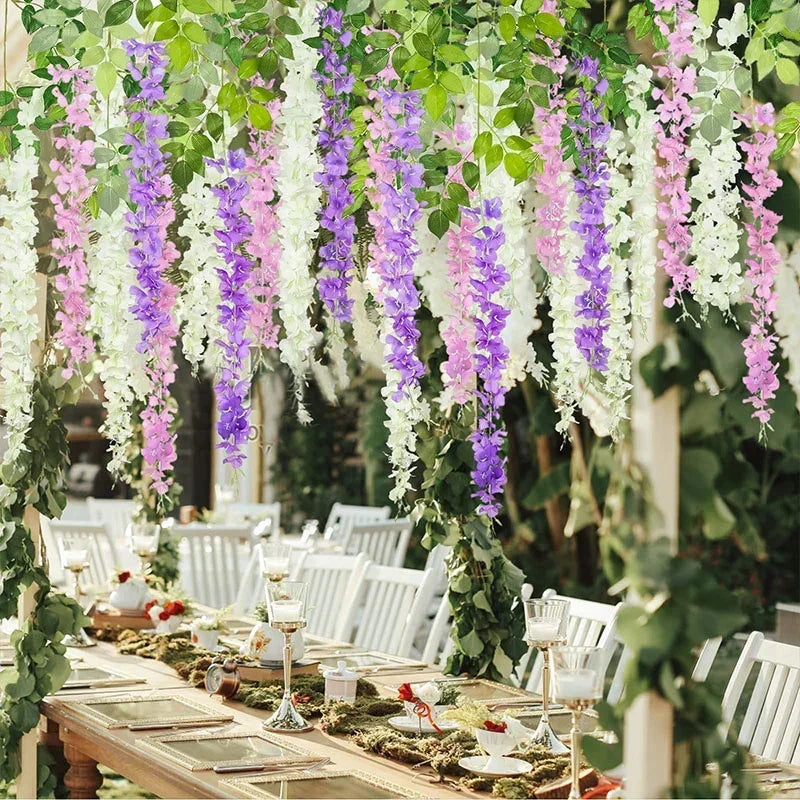 Silk Wisteria Hanging Vines – 110cm Artificial Flower Garland for Wedding Decor
