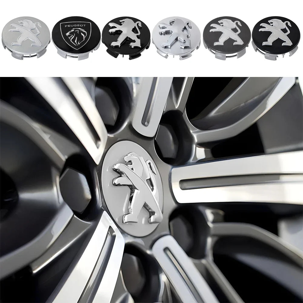 60mm Car Wheel Center Caps – Peugeot GT Logo Emblem Hub Covers for Auto Styling