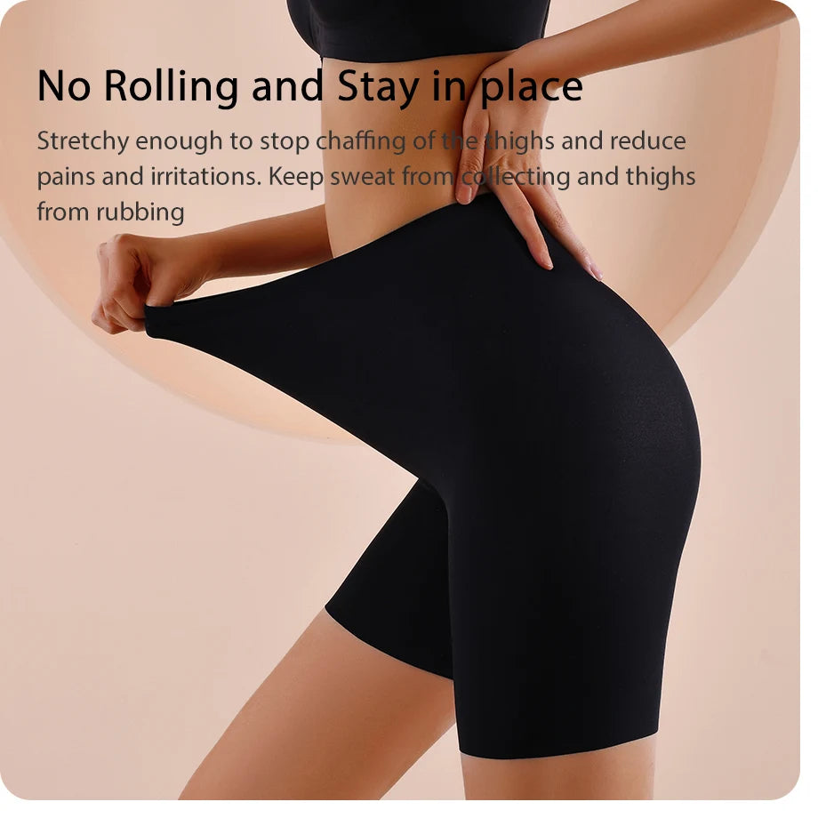 Seamless High Waist Shapewear – Tummy Control Ice Silk Shorts for Sports