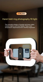 Handheld Ring LED Fill Light – Portable Rechargeable Lamp for Phone Photography