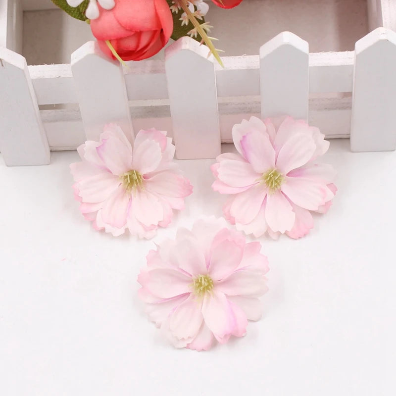 Artificial Cherry Blossom Heads – Silk Floral Decor for Weddings and DIY