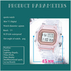 Transparent Digital Sport Wristwatch – Unisex Timepiece for Kids and Adults