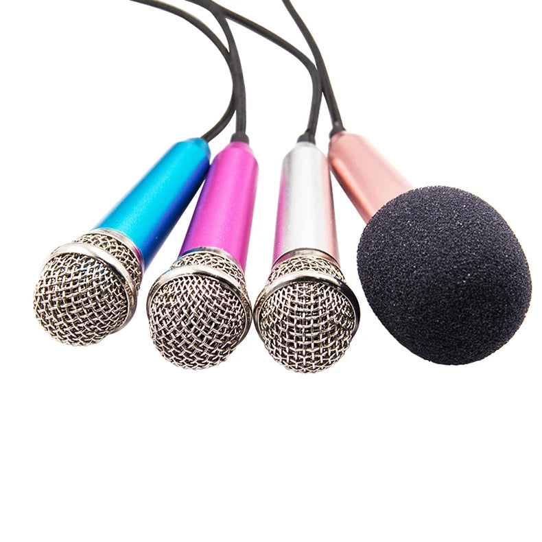 Mini Stereo Microphone – 3.5mm Handheld Mic for Phone Laptop Karaoke
