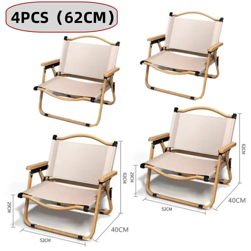 Portable Folding Camping Chair – Aluminum Wood Grain for Outdoor Hiking
