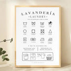 Laundry Room Canvas Wall Art – Laundry Care Guide Symbol Decor for Home