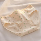 Floral Cotton Briefs – Breathable Women's Seamless Underwear for Daily Wear