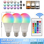 RGB LED Light Bulb – Dimmable 16 Color Remote for Home Bedroom Decor