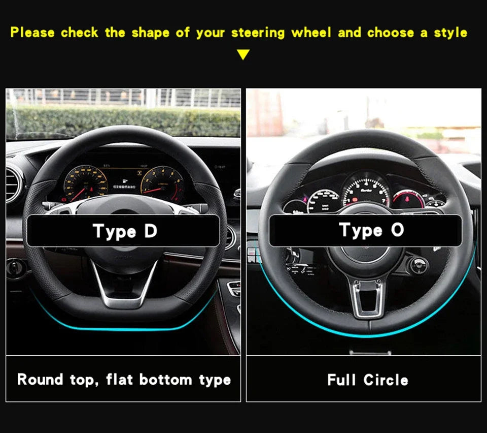 Carbon Fiber Steering Wheel Cover – Anti Slip Leather for Vehicle Interior
