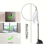 Feather Cat Teaser Wand – Suction Cup Interactive Toy for Indoor Exercise
