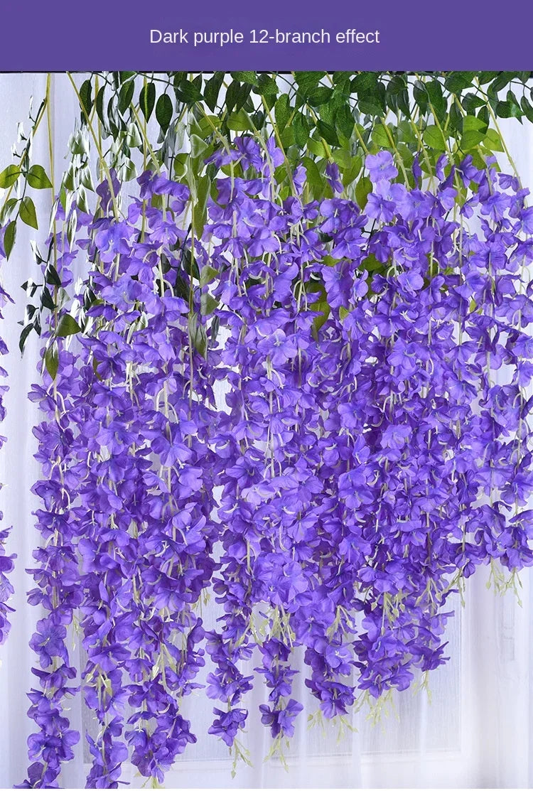Silk Wisteria Hanging Vines – 110cm Artificial Flower Garland for Wedding Decor
