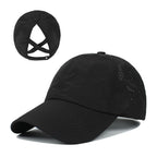 Ponytail Baseball Cap – Quick-Drying Mesh Visor for Outdoor Athleisure