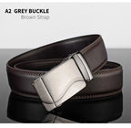 Mens Automatic Buckle Leather Belt – Luxury Business Accessory for Formal Wear