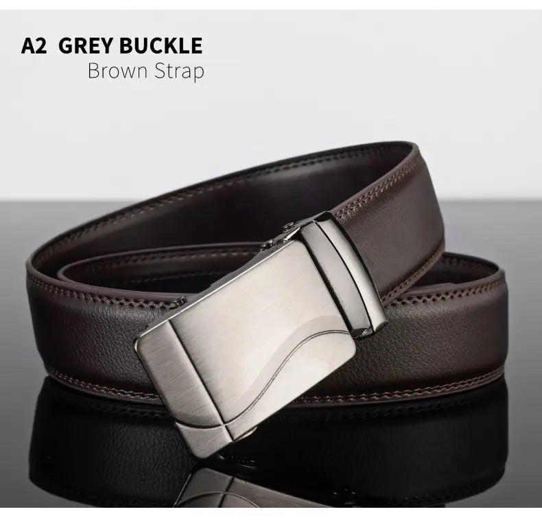 Mens Automatic Buckle Leather Belt – Luxury Business Accessory for Formal Wear