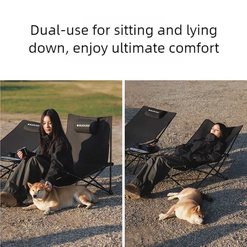 Foldable Camping Chair – Ergonomic Recliner with Pillow for Outdoor Leisure