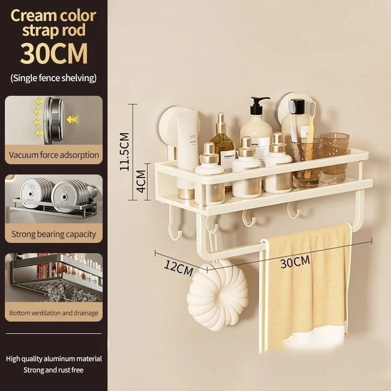 Corner Suction Storage Rack – Wall-Mounted Shelf for Bathroom Organization