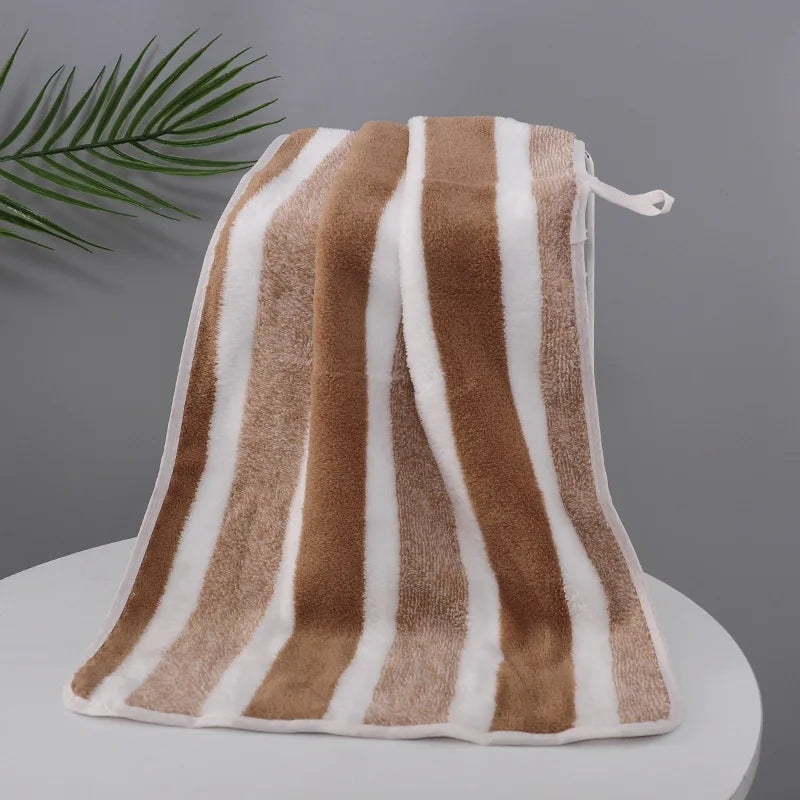 Striped Cotton Towel Set – Absorbent Quick-Dry Fabric for Bathroom Decor