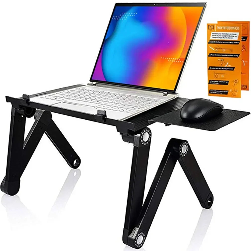 Aluminum Laptop Cooling Stand – Foldable Notebook Tray for Bed Office Desk