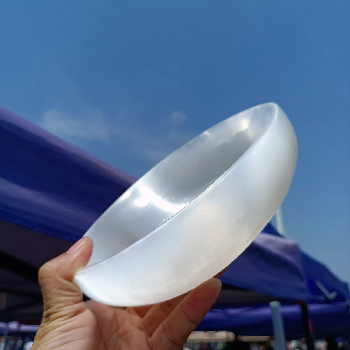 Natural Selenite Crystal Bowl – 8-18cm White Gypsum for Healing and Decor