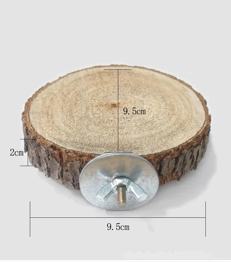 Wooden Pet Perch Platform – Natural Branch Stand for Bird and Hamster Cages