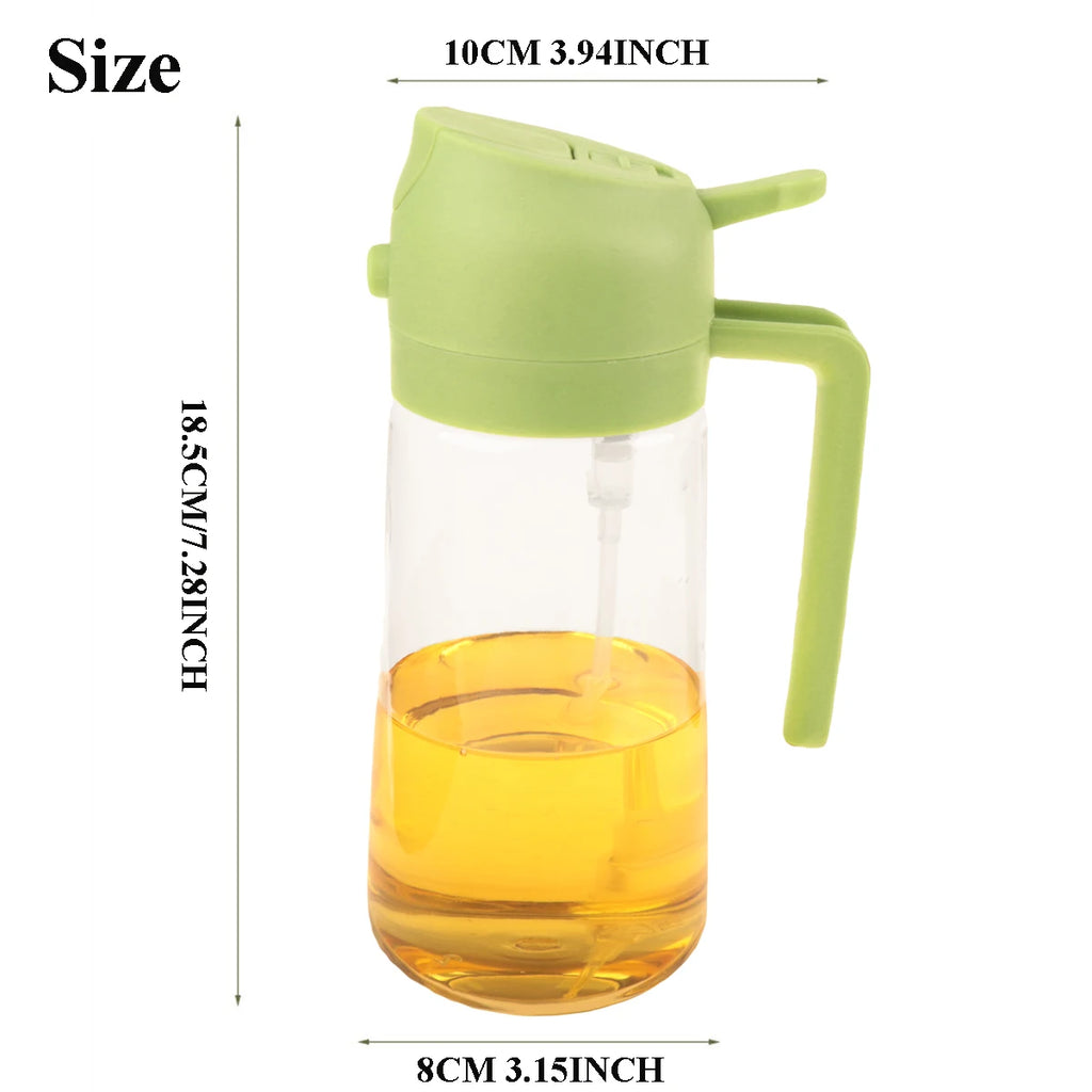 Glass Oil Dispenser Bottle – 2-in-1 Spray and Pour for Kitchen Cooking