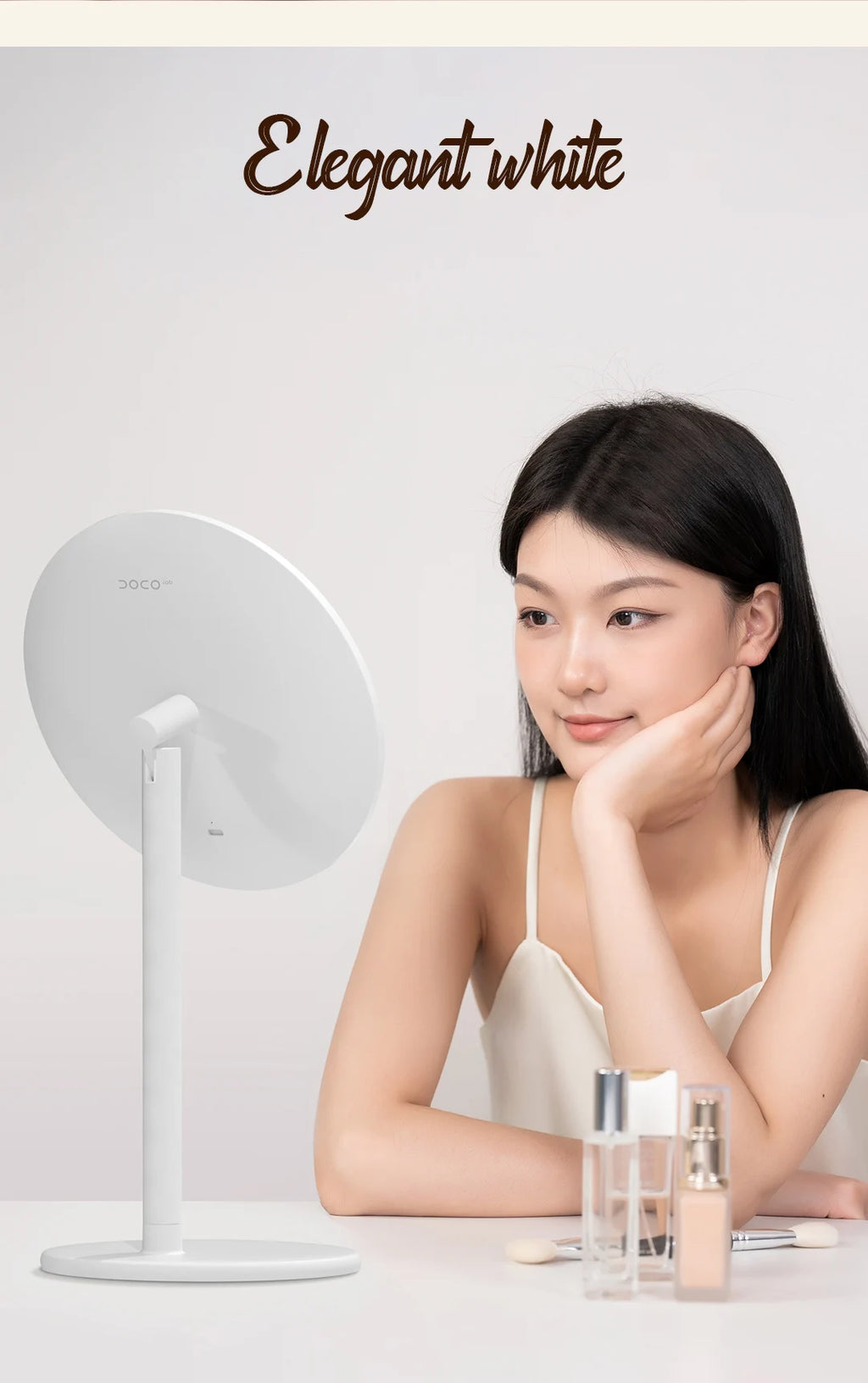 Adjustable LED Makeup Mirror – Metal Desktop Vanity Light for Daily Beauty