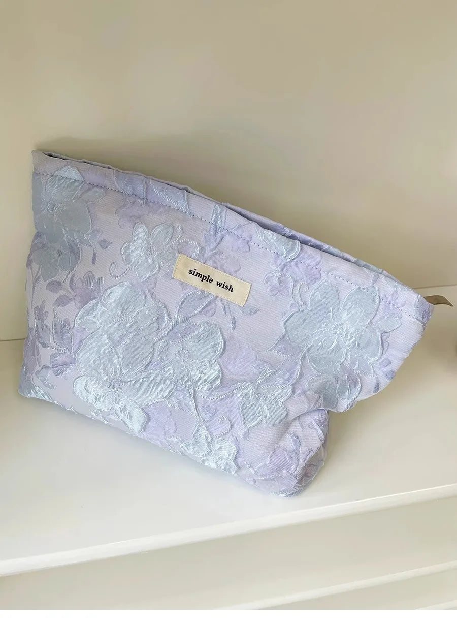 Floral Print Cosmetic Bag – Zippered Makeup Pouch for Travel Essentials