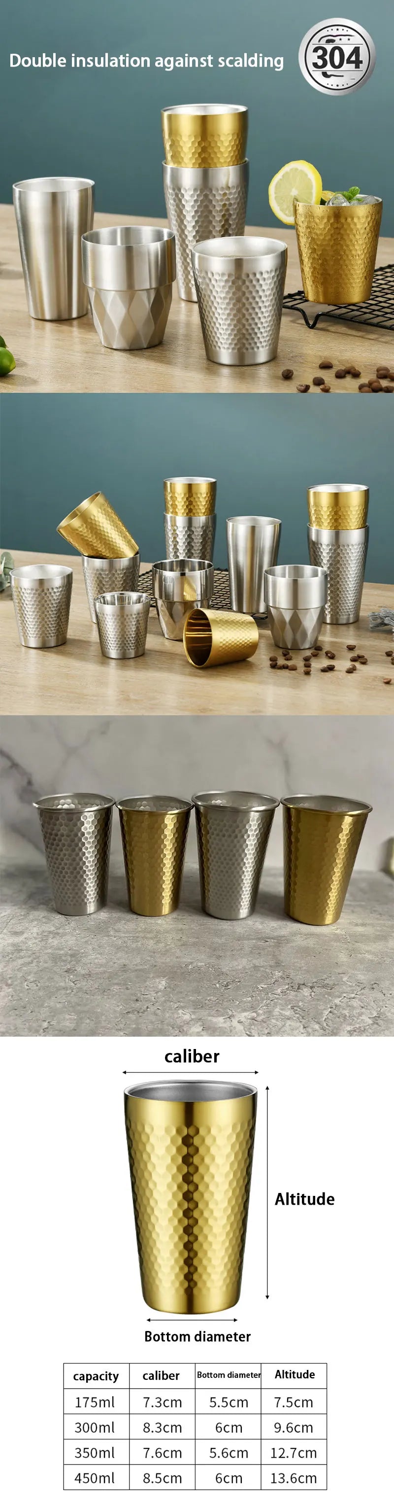 Stainless Steel Diamond Hammer Cup – Insulated Outdoor Camping Drinkware