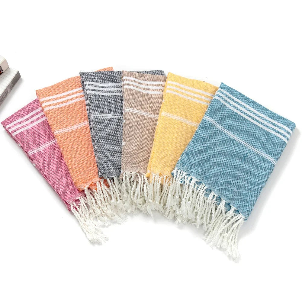 Cotton Turkish Beach Towel – Soft Absorbent Tassel Towel for Travel and Spa
